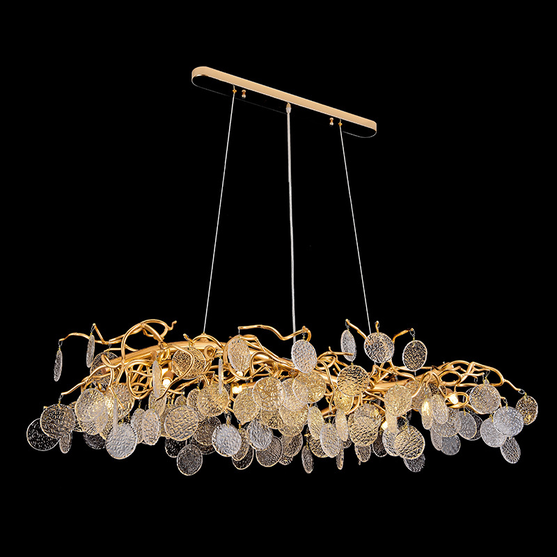 современный Luxury Leaf Decoration Copper Glass подвесной светильник гостиная отель Villa Led хрустальный люстра