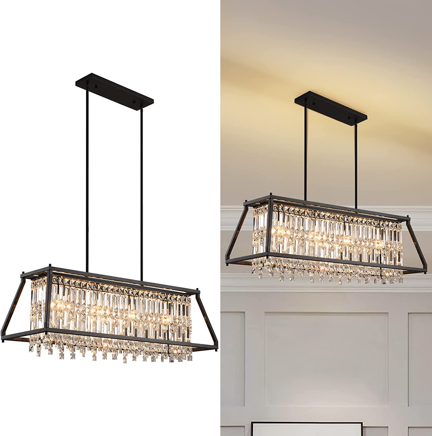 4Lights чёрный Dinning Room спальня коридор гостиная хрустальный люстра светильник потолочный Hanging регулируемый подвесной светильник