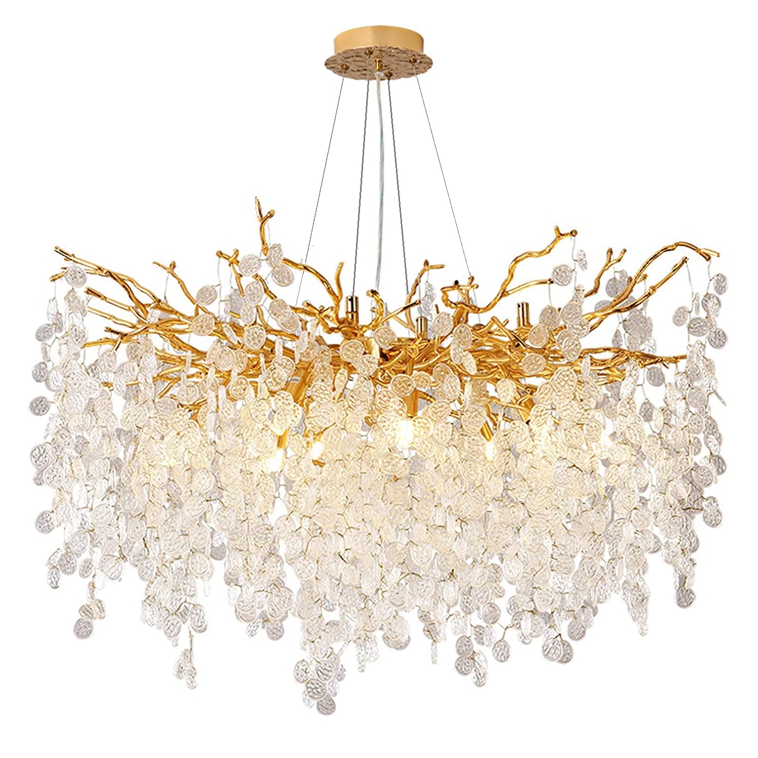 современный хрустальный Chandeliers Gold Gorgeousness MoneyTree люстра подвесной светильник круглый потолочный светильник светильники