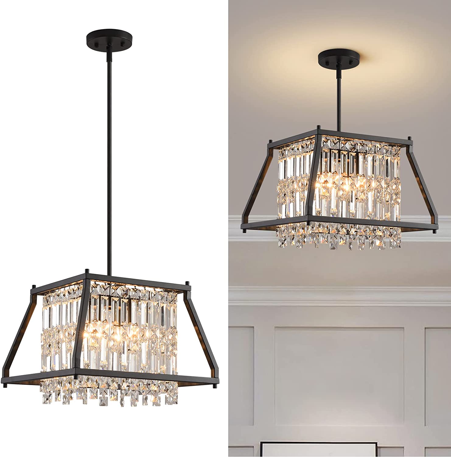Industrial Crystal Pendant Light Rustic Retro Rust Wrought Iron Dome Shade Kitchen Island Bar Cafe Loft Hanging Lamp Chandelier