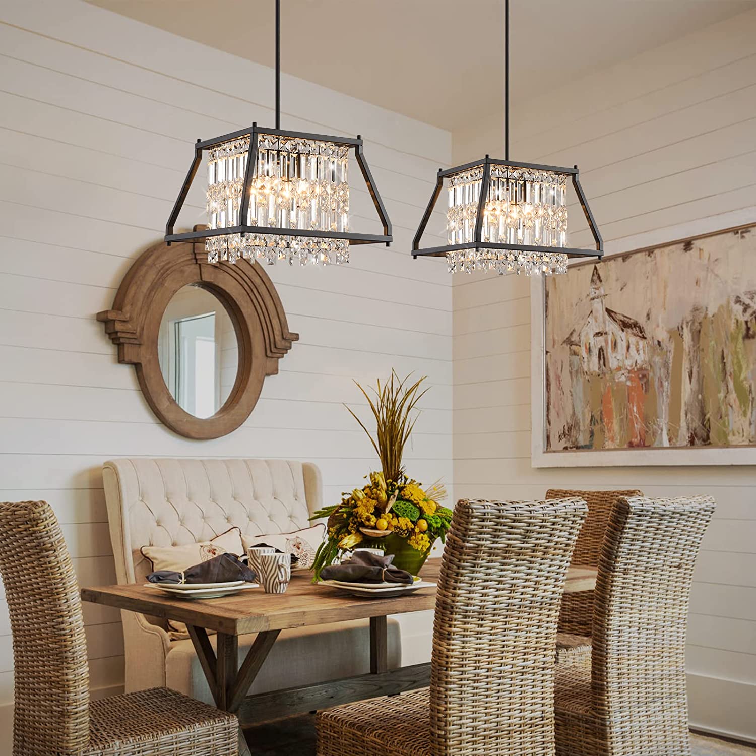 Modern Iron Black Brass Clear Glass Pendant Lamp Black Pendant Lights for Home Decor Ceiling Light Pendant Chandelier