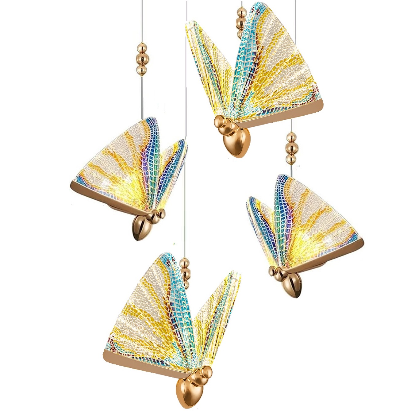 Butterfly Chandelier Creative Acrylic Hanging Ceiling Lighting Fixture Living Room Stairs Decoration LED Pendant Light Simple Ha