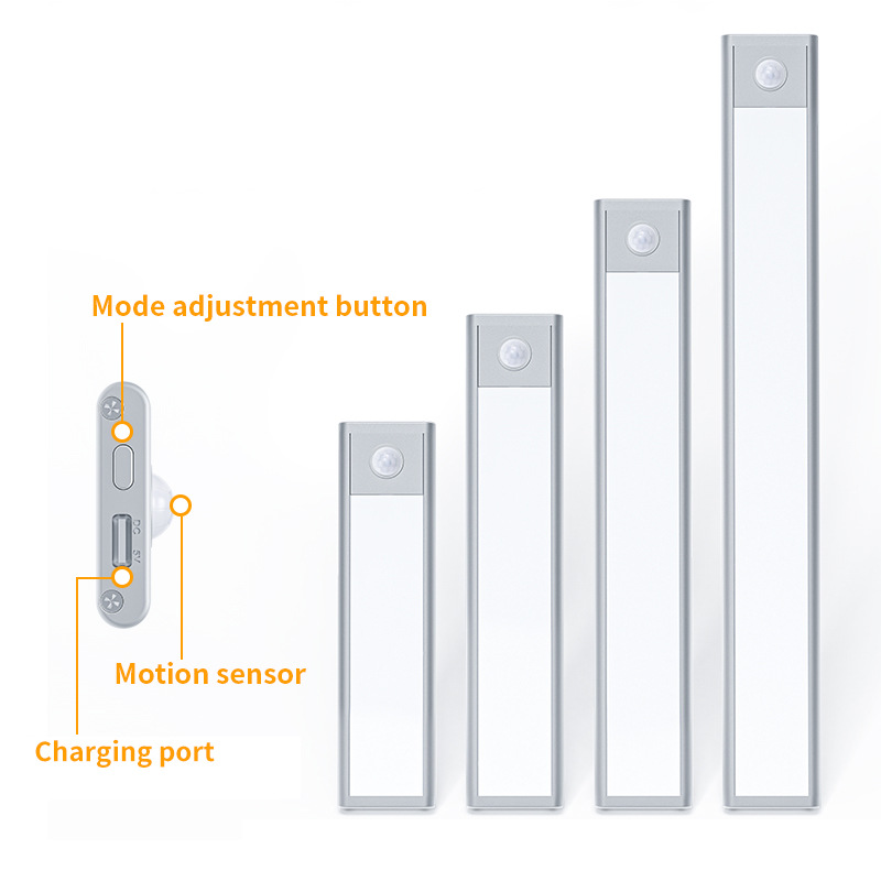 Motion Sensor светильник Wireless LED Night светильник USB-перезаряжаемый Night лампа для кухни Cabinet Wardrobe лампа Staircase Backlight