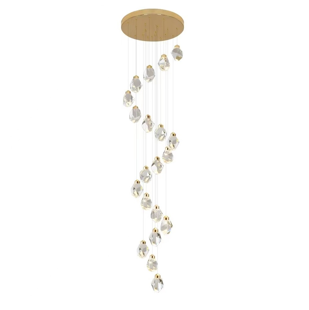 современный Luxury хрустальный подвесной светильник Gold отделка с K9 хрустальный LED Drop светильник Stair Hanging лампа для гостиная