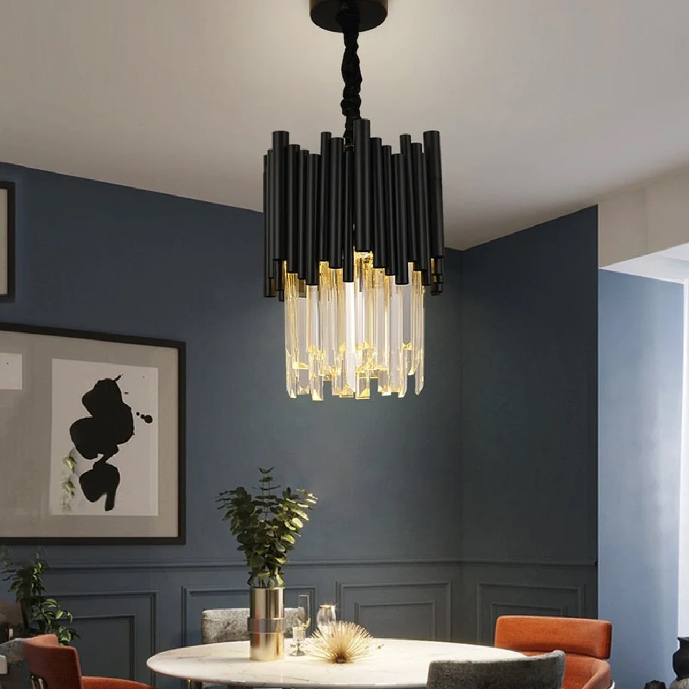 Post современный Minimalist столовая лампа Designer Model Room освещение Villa чёрный Single Head хрустальный люстра