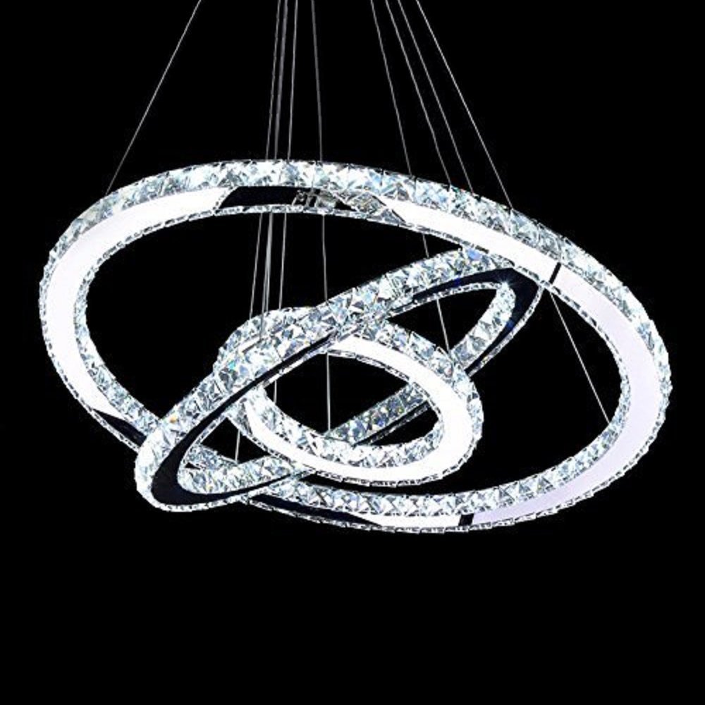 2024 New Luxury K9 хрустальный 3 Rings Circle LED Stainless Steel Frame подвесной светильник люстра
