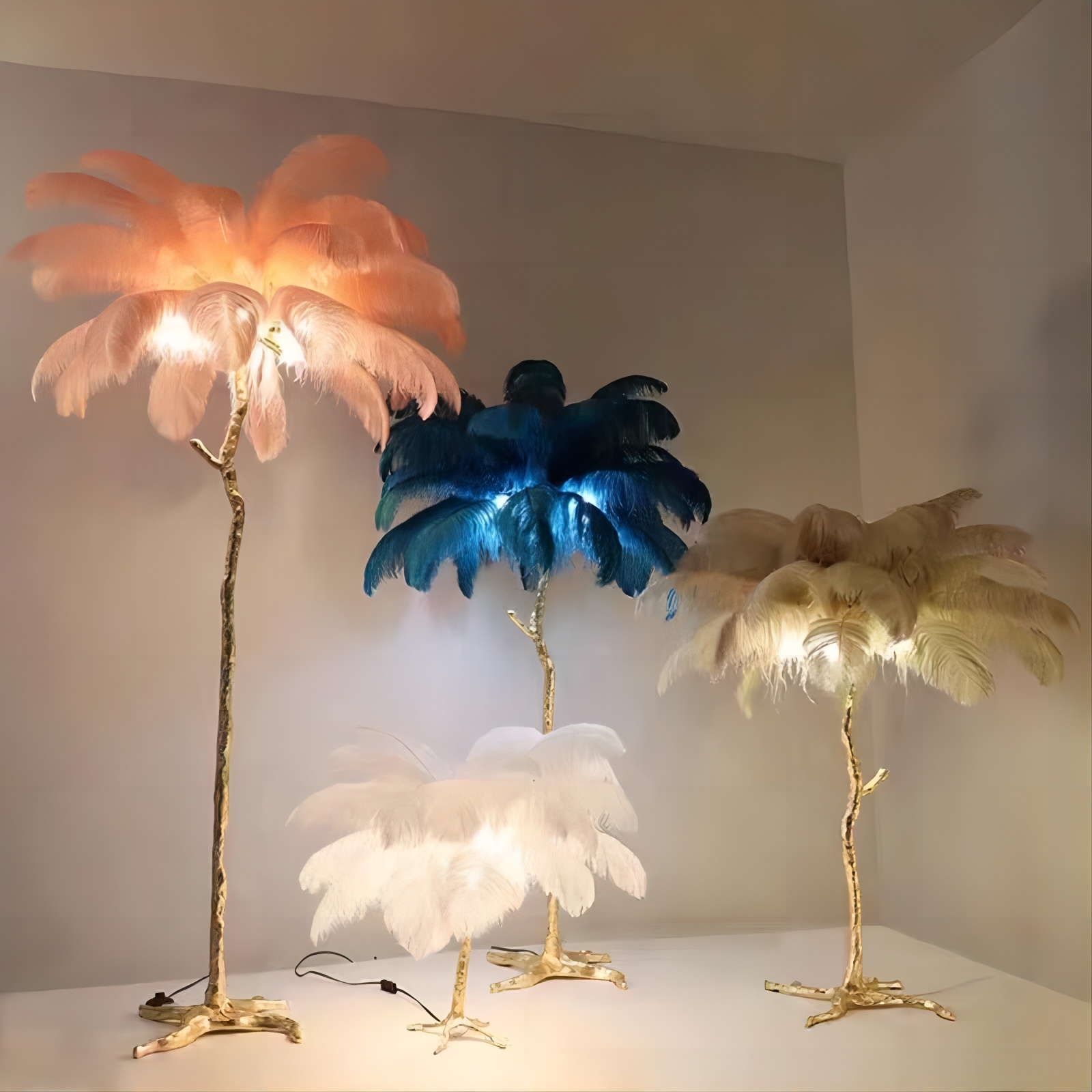 Luxury Corner Design by Sofa in гостиная спальня Artistic отель Creative Decorations Ostrich Feather лампа Feather торшер