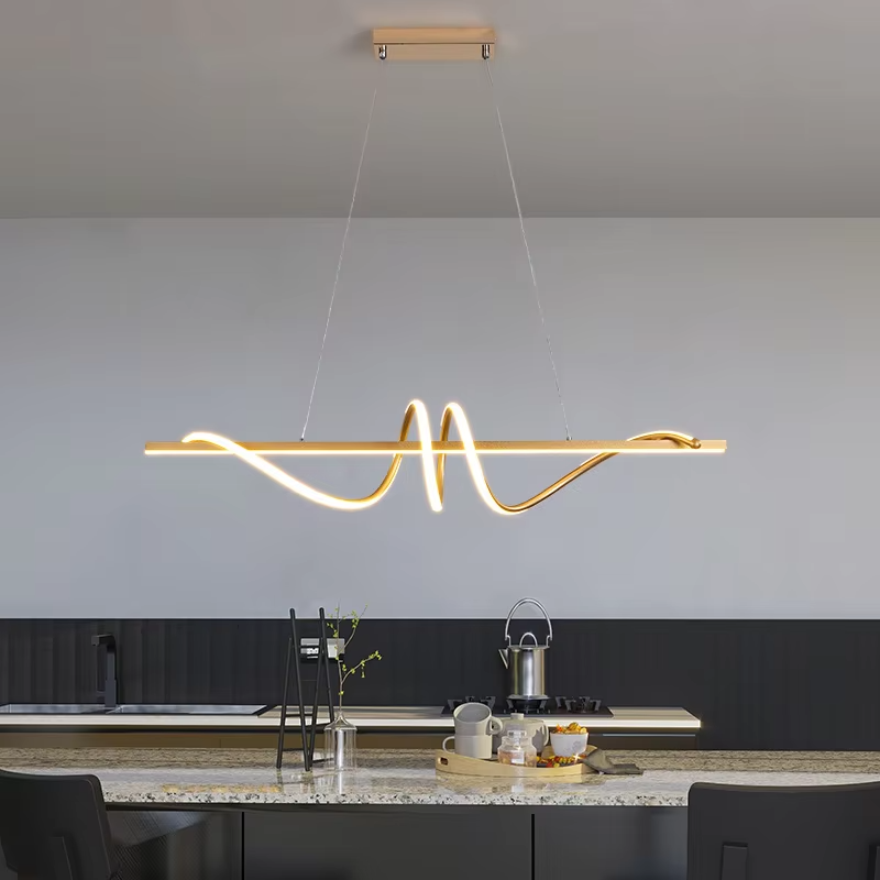 скандинавский современный Minimalist ресторан люстра Tea Room столовая Dining Table Threaded Strip Creative лампы подвесной светильник