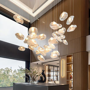 Staircase Nordic Modern Luxury Hanging Light Living Room Handmade Long Glass Chandelier Pendant Light