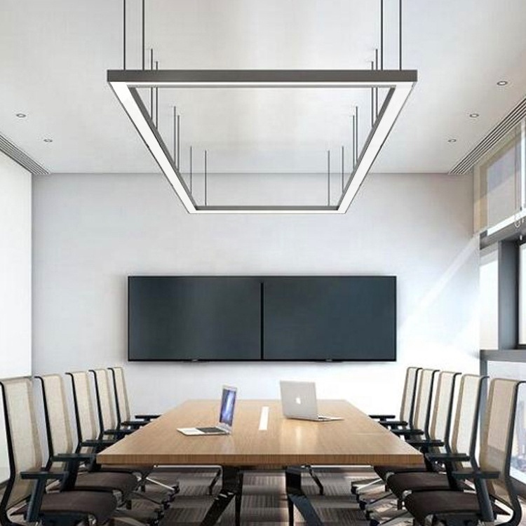 8FT X 4FT LED Linear Light Rectangular Set Seamless Connection 6000K White Black Color  Hanging Commercial Shop Light Fixtures