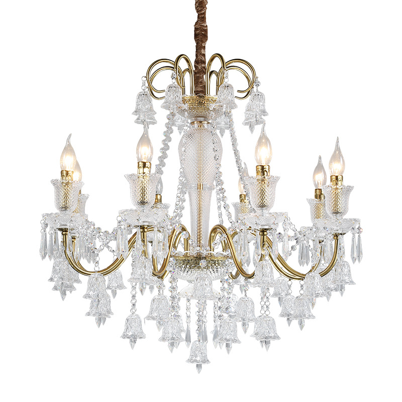 American Retro Living Room Dining Light Crystal Chandelier Villa Grand Black Gold Hotel Coffee Shop Pendant Light Lamp