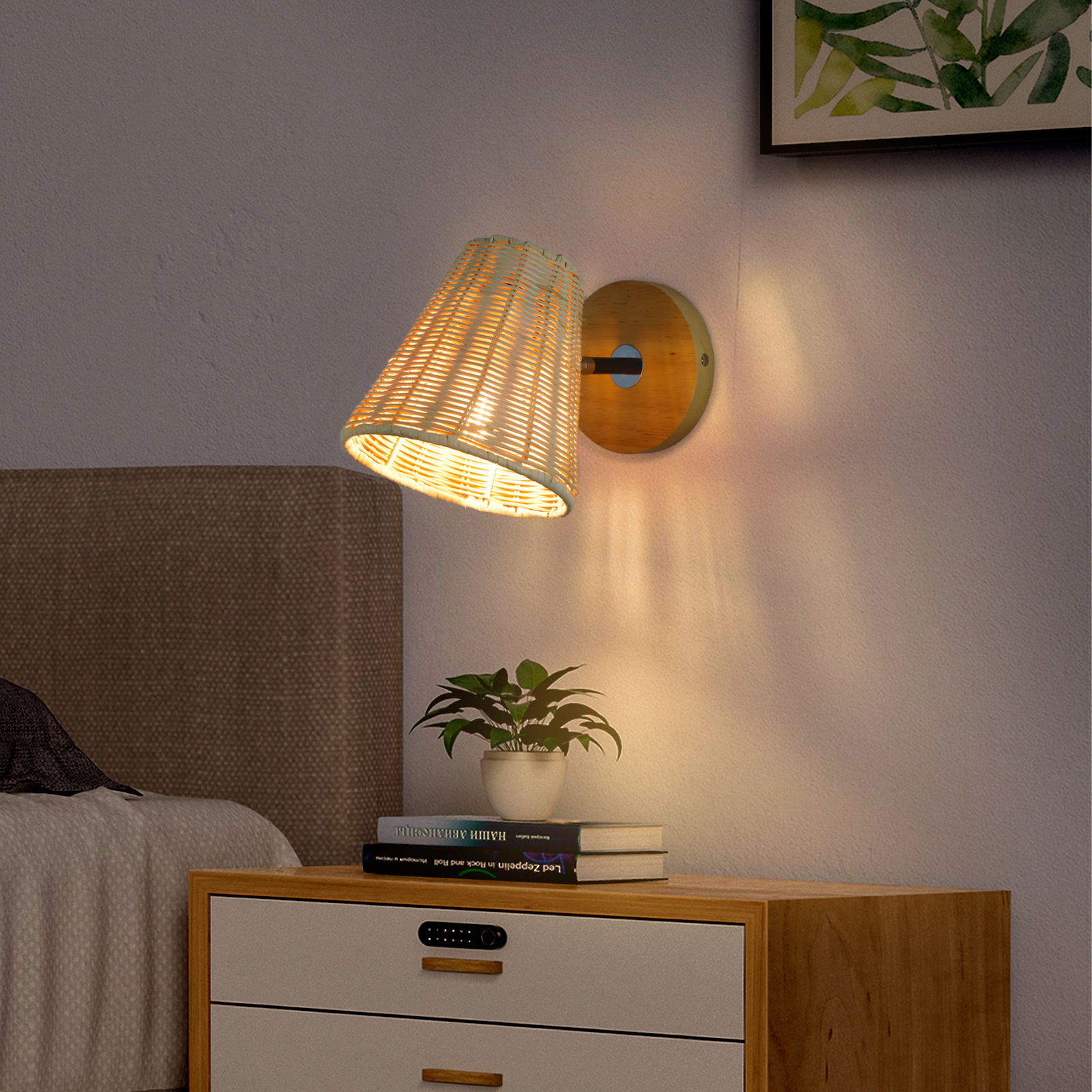гостиная бра отделка Rattan Shade Wall освещение кухня Sconces Wall светильники Bedside лампа Bathroom Vanity светильники