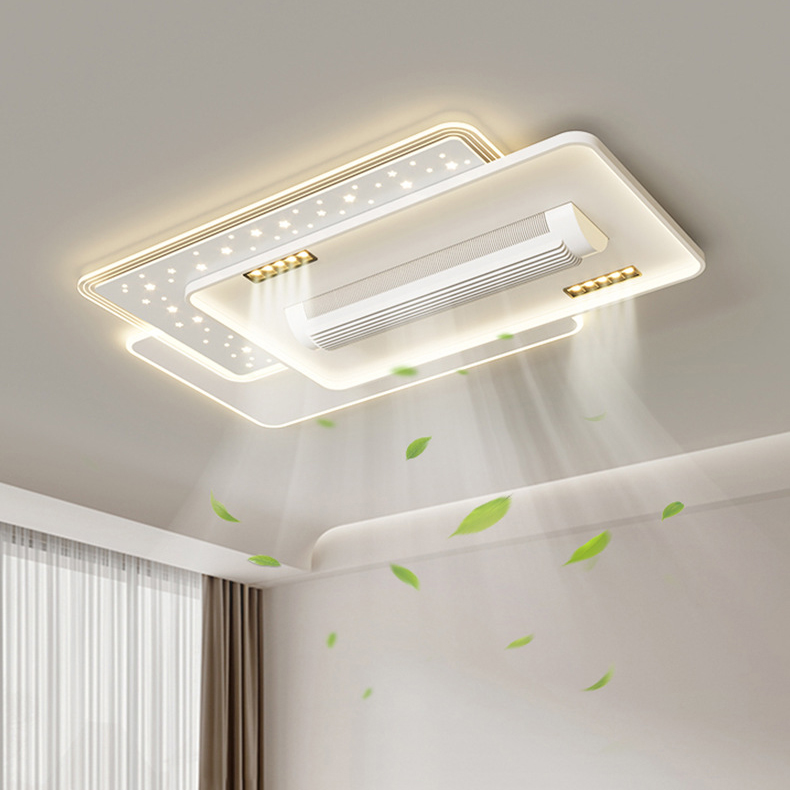 Minimalist Enclosed Blade Remote Control Silent Smart Control Retractable Ceiling Fan Light LED Dimmable Modern Ceiling Fan