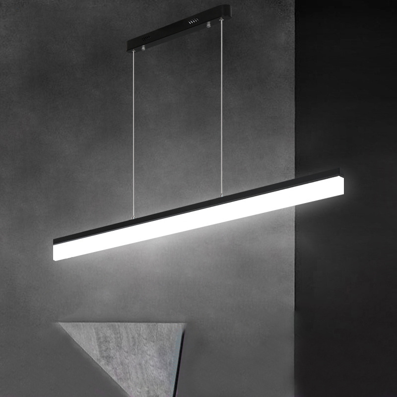 скандинавский простой гостиная Led подвесной ресторан линейный Long Shape офис Strip лампа кухня Ceilings чёрный Led люстра