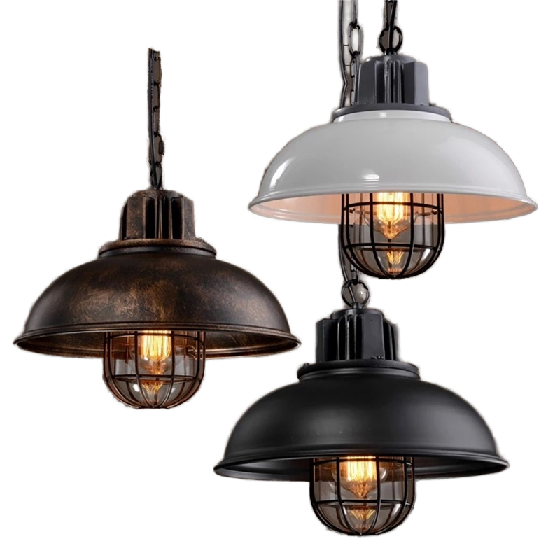 Retro Pendant Lamp Iron Pendant Light Home Use Black White Color Bedroom Dining Kitchen Island Chandelier Lamp