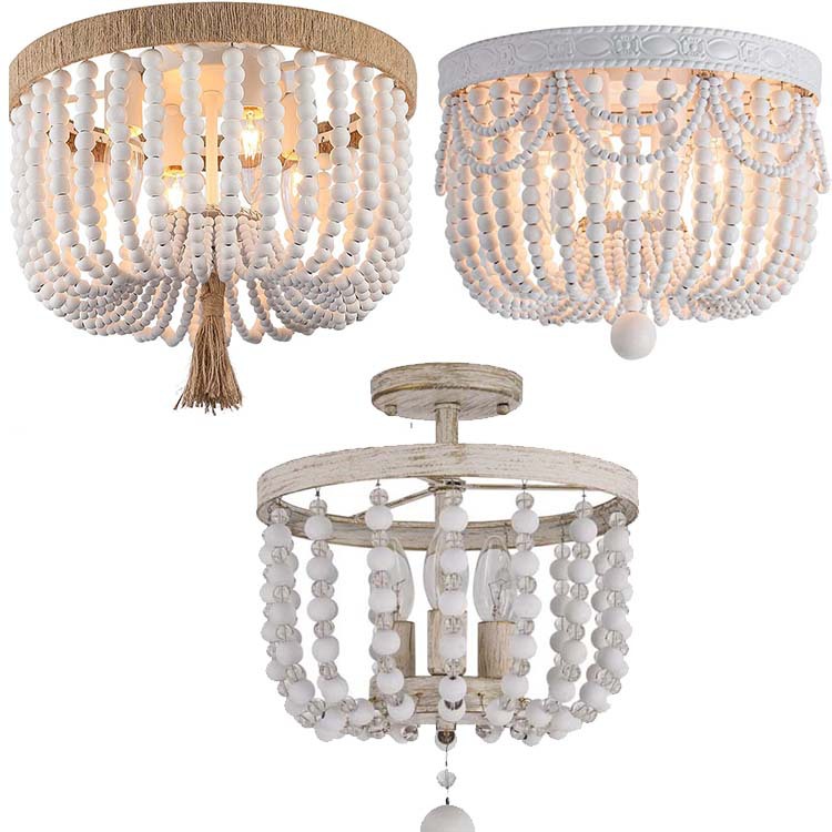 Dining Nursery Room спальня коридор Entryway Passway Wood Beaded встраиваемый потолочный светильник рустикальный люстра Boho светильник