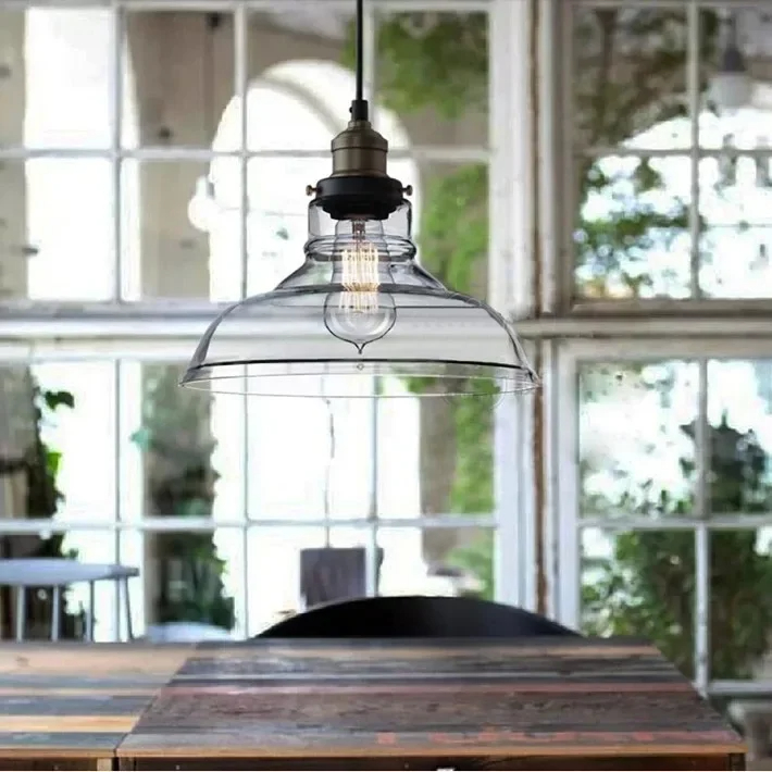 винтажный Copper LED подвесная лампа кухня Coffee ресторан Loft Amber Glass интерьерный Home Decor Hanging светильники
