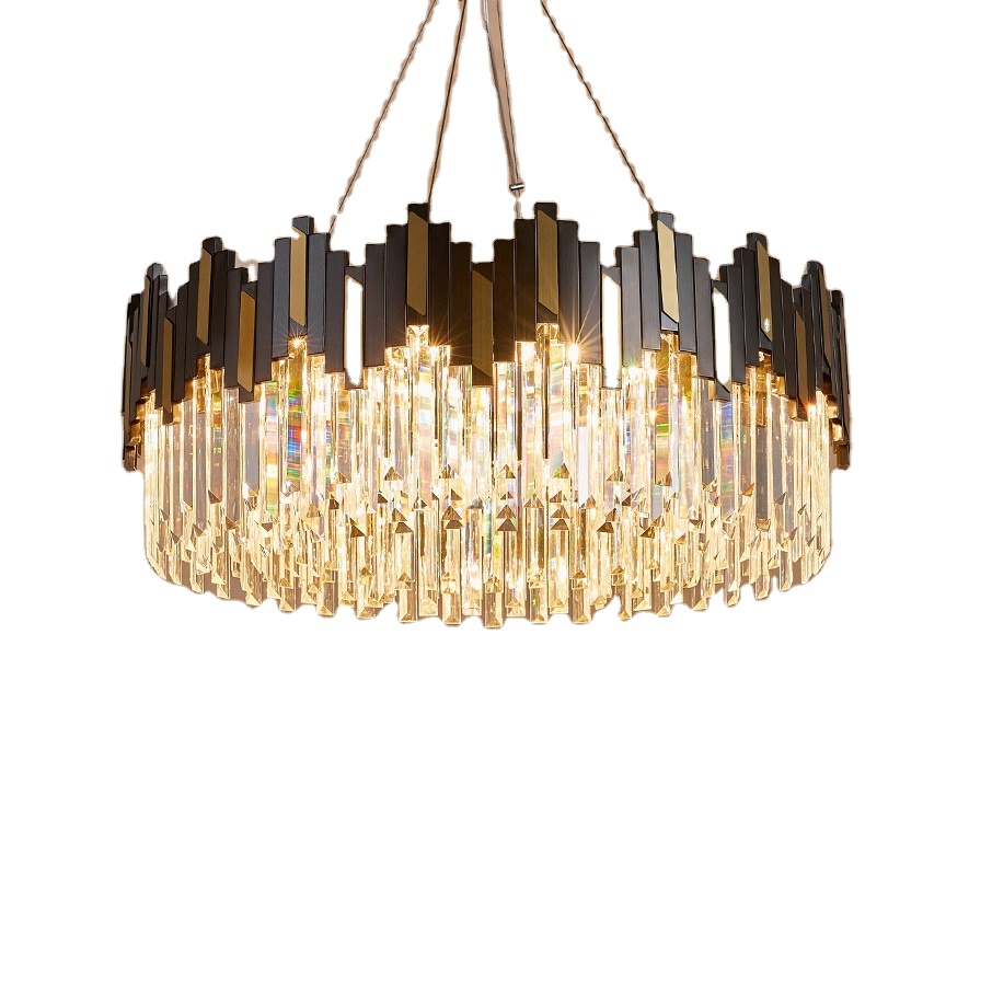 Post современный Minimalist столовая лампа Designer Model Room освещение Villa чёрный Single Head хрустальный люстра