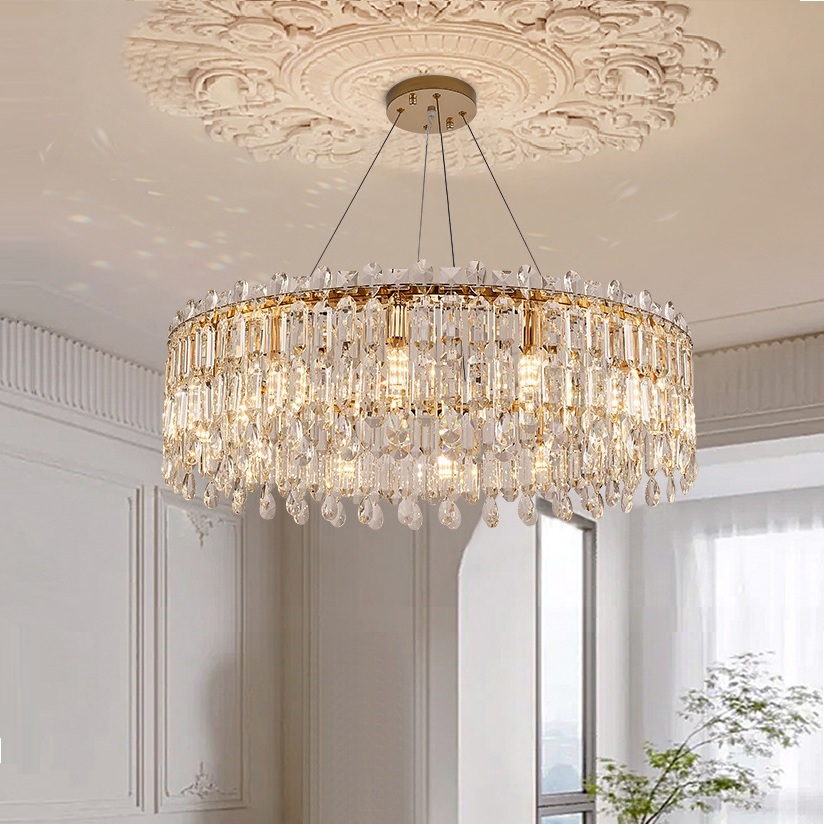 Post-современный светильник Luxury хрустальный круглый люстра Villa гостиная столовая лампа отель Wedding Banquet Hall LED люстра
