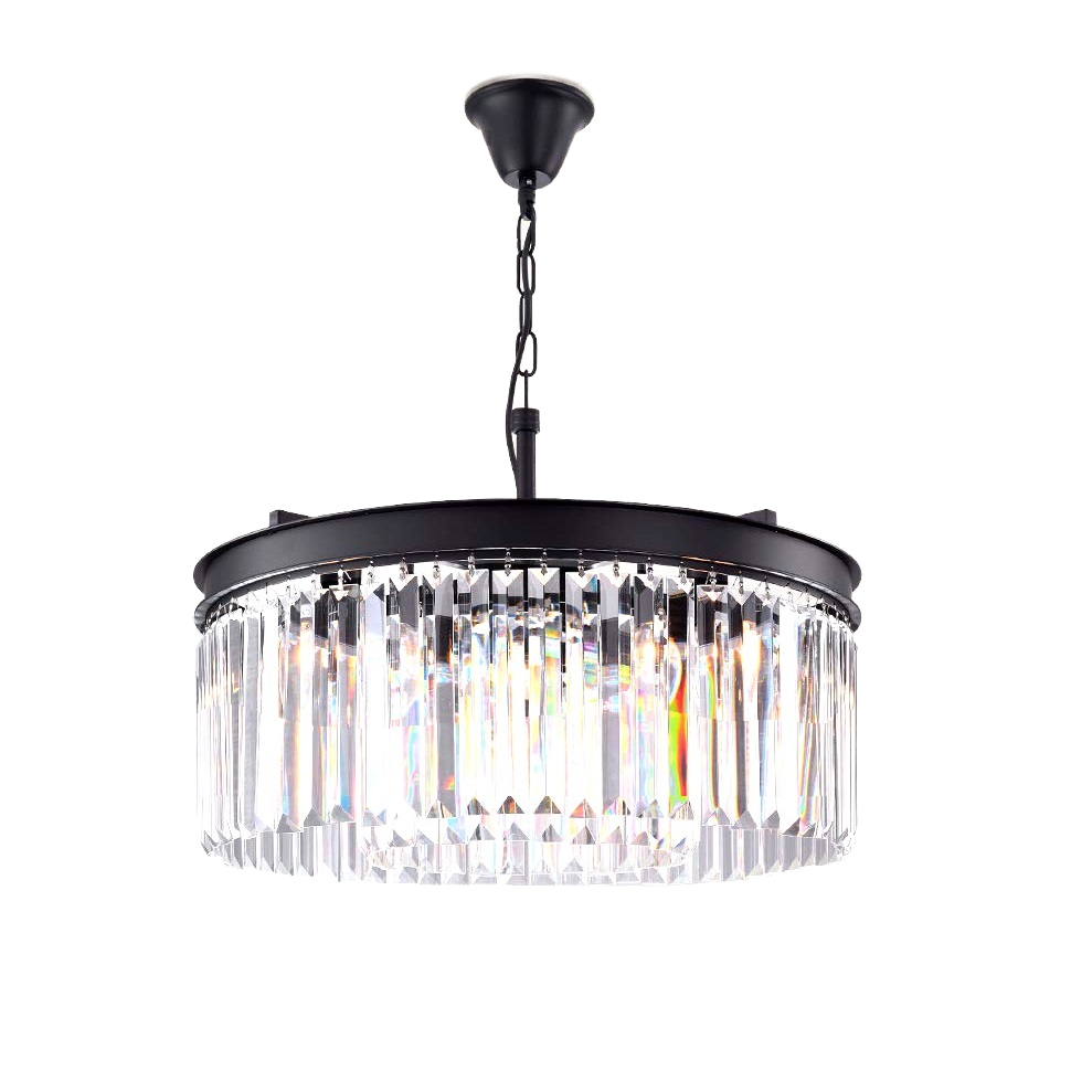 Retro Living Room American Bedroom Lamp LED Restaurant Black Crystal Chandelier Pendant Lamp Light