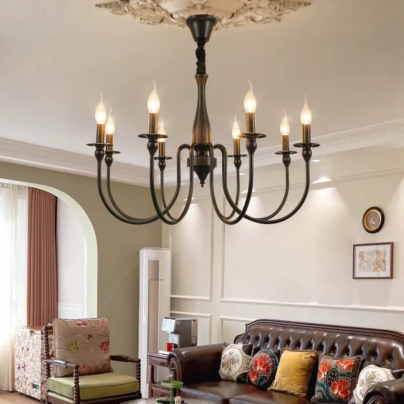 Vintage Industrial Retro Chandelier, Nordic Luxury Iron Pendant Light for Living Room Bedroom, Home Decor Lighting Fixtures