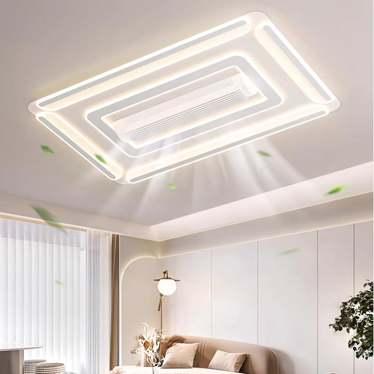 LED Bladeless Fan лампа для спальня современный квадратный и круглый Bladeless потолочный Fan с светильник встраиваемый White умный Fan светильник