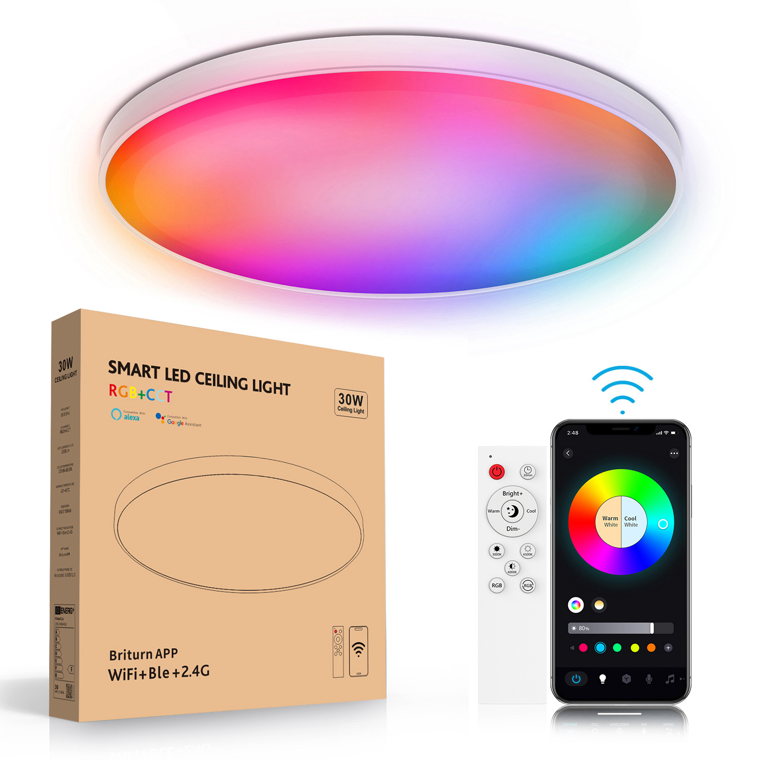 Basements RGB цвет Changing ambient-свет умный потолочный светильник пульт ДУ 12Inch 30W встраиваемый потолочный светильник