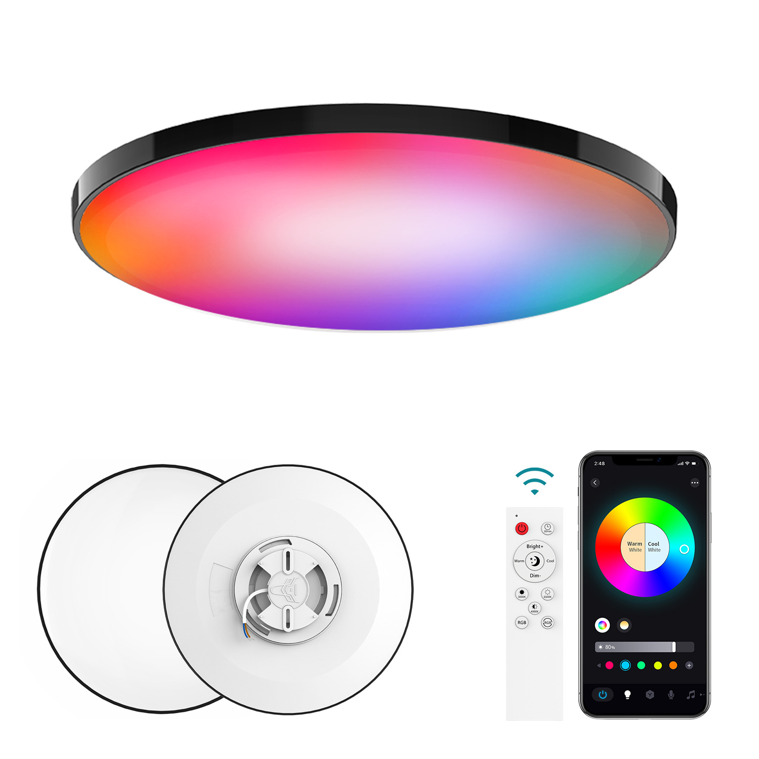 современный Nightlight диммируемый LED потолочные светильники Remote APP Control спальня гостиная круглый White встраиваемый потолочный светильник