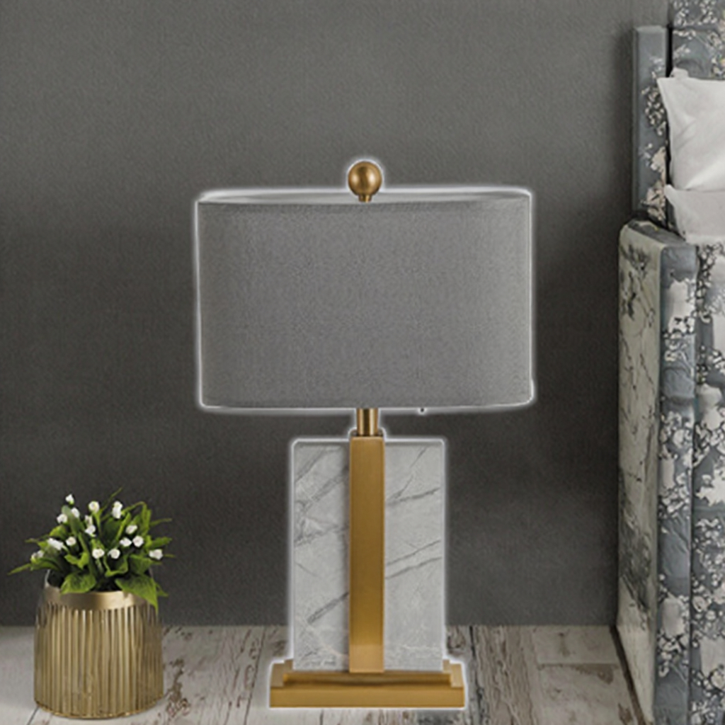 современный Natural Stone Look Travertine Beside светильник с Linen Shades спальня гостиная Nightstand Entryway настольная лампа