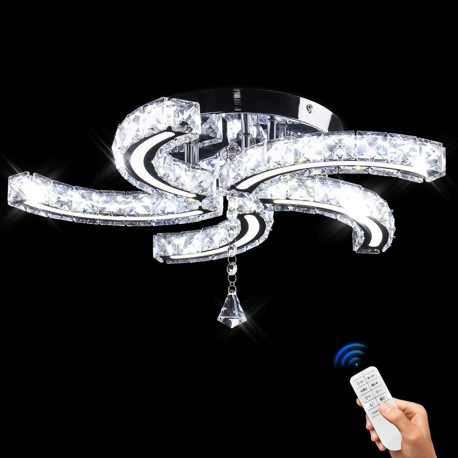Luxury 3-цвет диммируемый LED потолочная лампа современный хрустальный Design для гостиная спальня AC Powered потолочный светильник светильник