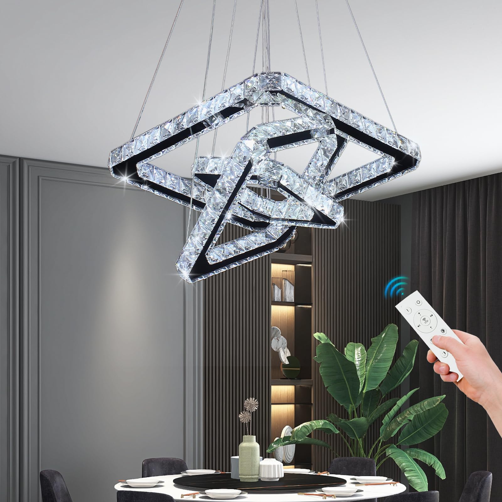 современный Luxury Chrome LED квадратный хрустальный люстра Glass Material отель Bedrooms Living Dining Rooms подвесной светильники