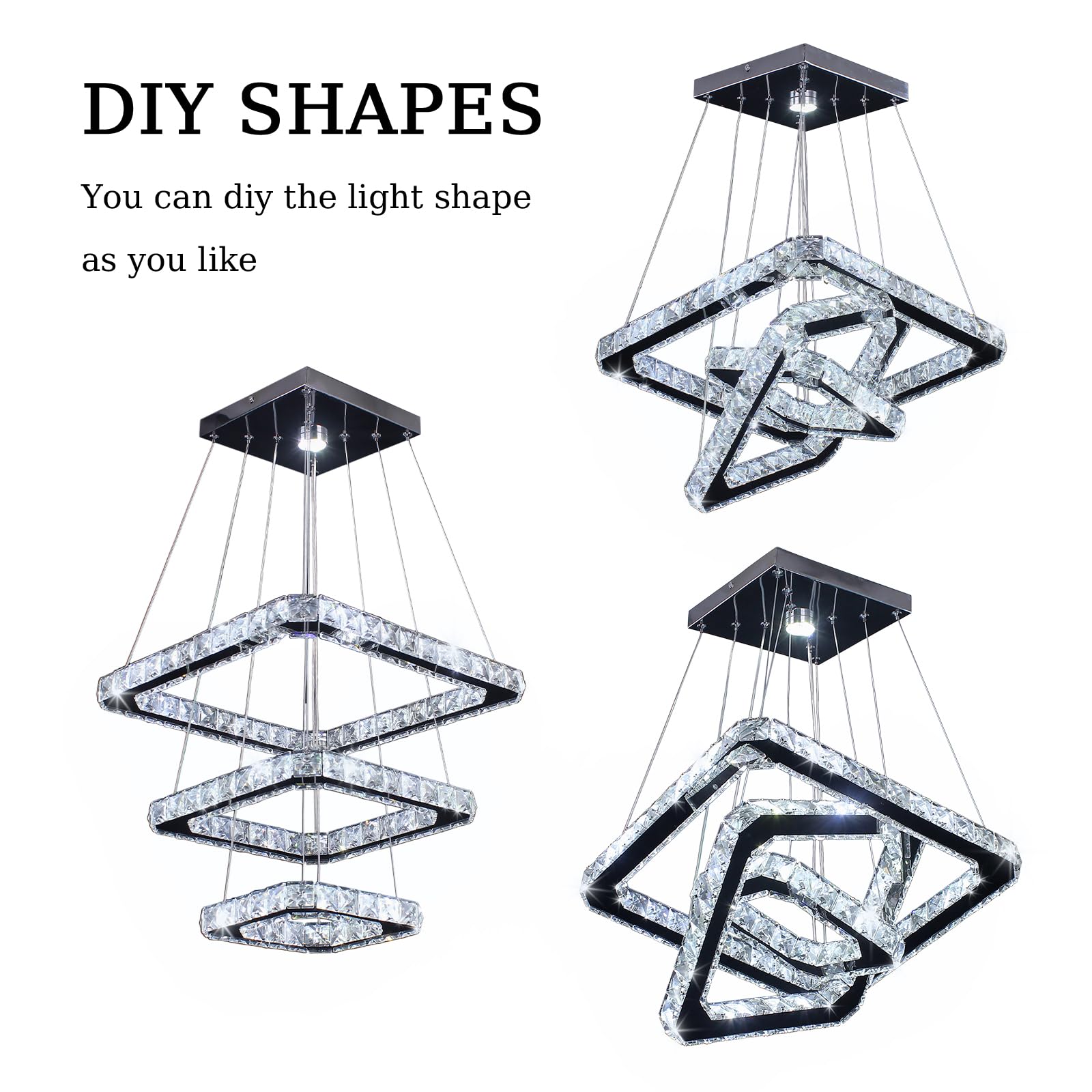 современный Minimalist LED потолочный светильник Sleek Unique Double-Ring хрустальный Design для спальня столовая Chandeliers подвесные светильники
