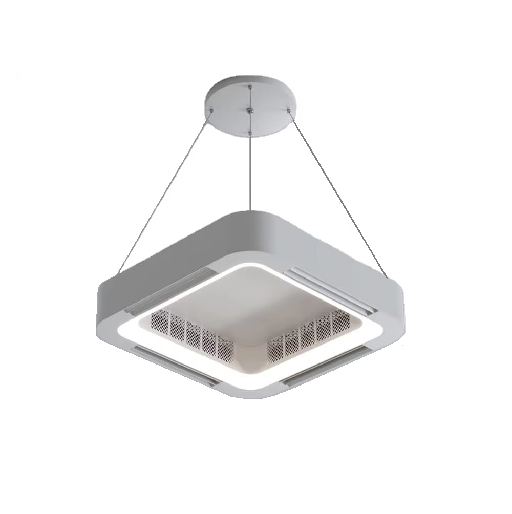квадратный Bladeless Fan потолочный освещение 6 Speed Silent Fan светильник диммируемый Via App пульт ДУ Chandeliers