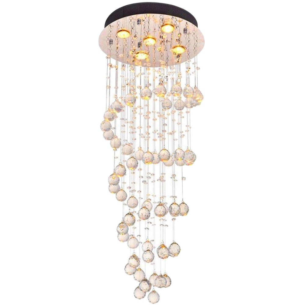Luxury K9 Crystal LED Pendant Light Living Room Bedroom 5 Lights Stainless Steel Shade  Long Hanging Chandelier