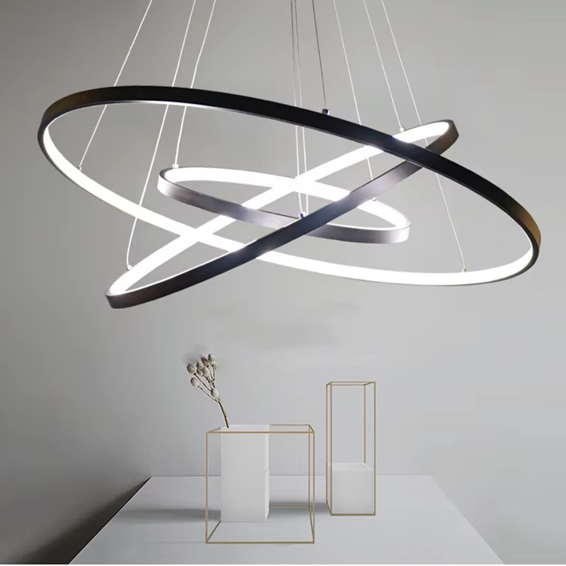 скандинавский современный Metal Circle 3 Rings Led люстра подвесной светильник Hanging Lustre Gold кухня гостиная столовая спальня бар