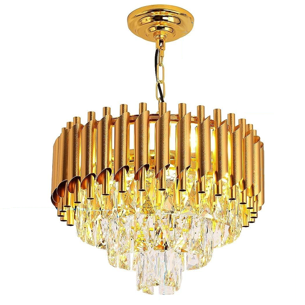 современный хрустальный Chandeliers Gold люстра круглый хрустальный подвесной светильник 3-Tier современный люстра потолочные светильники для гостиная