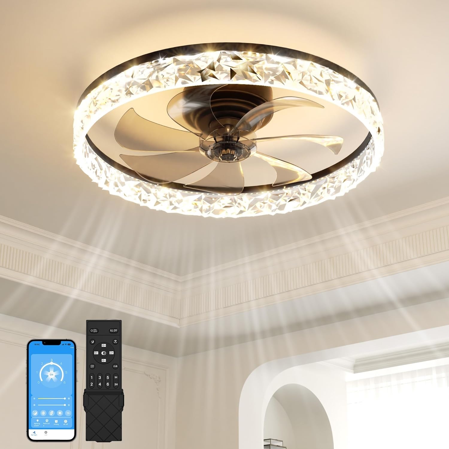 современный потолочный Fans с светильники и Remote диммируемый Low Profile потолочный Fan встраиваемый потолочный Fan