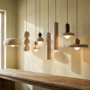 Travertine подвесной светильник Wabi Sabi квадратный Natural Stone потолочный Hanging лампа для Dining Villa отель