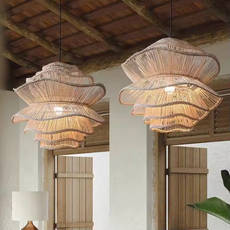 Creative Handmade Rattan Hanging лампы винтажный LED светильник для спальня Guest Room столовая Decor