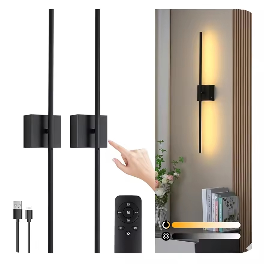 Contemporary Wireless Bedside лампа с магнитный Mount, Battery Powered Wall светильник для спальня гостиная