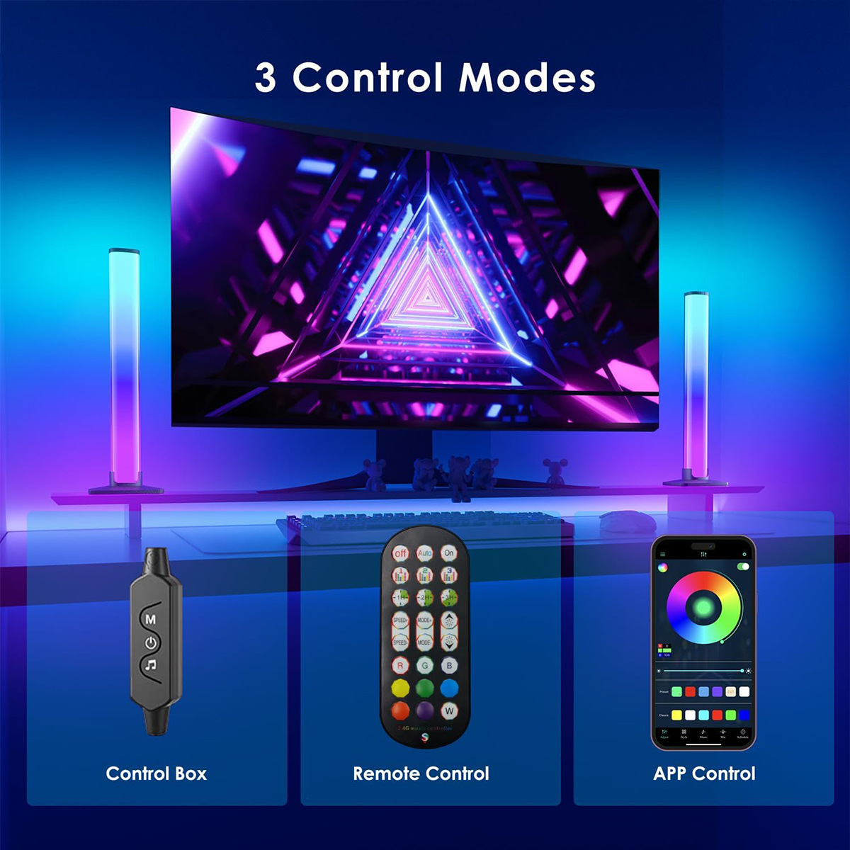RGBIC LED TV Backlight Strip with Color Picking Sensor Music Sync App Control  for Gaming Room Atmosphere Lighting