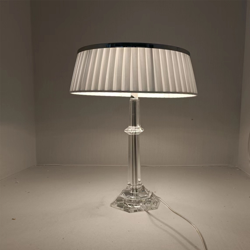 скандинавский стиль Bedside настольная лампа Elegant хрустальный Decorative лампа гибкий Fabric Shade Ac Powered для спальня гостиная отель