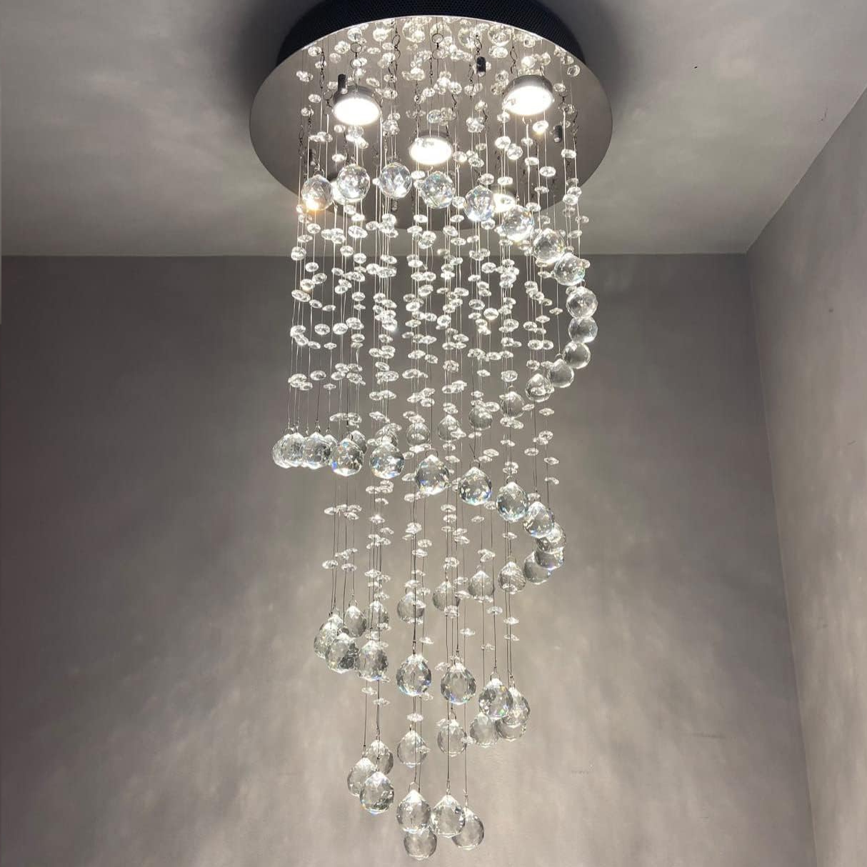 современный Spiral Sphere Clear капля Spectacular Luxurious потолочные светильники светильник встраиваемый LED подвесной светильник