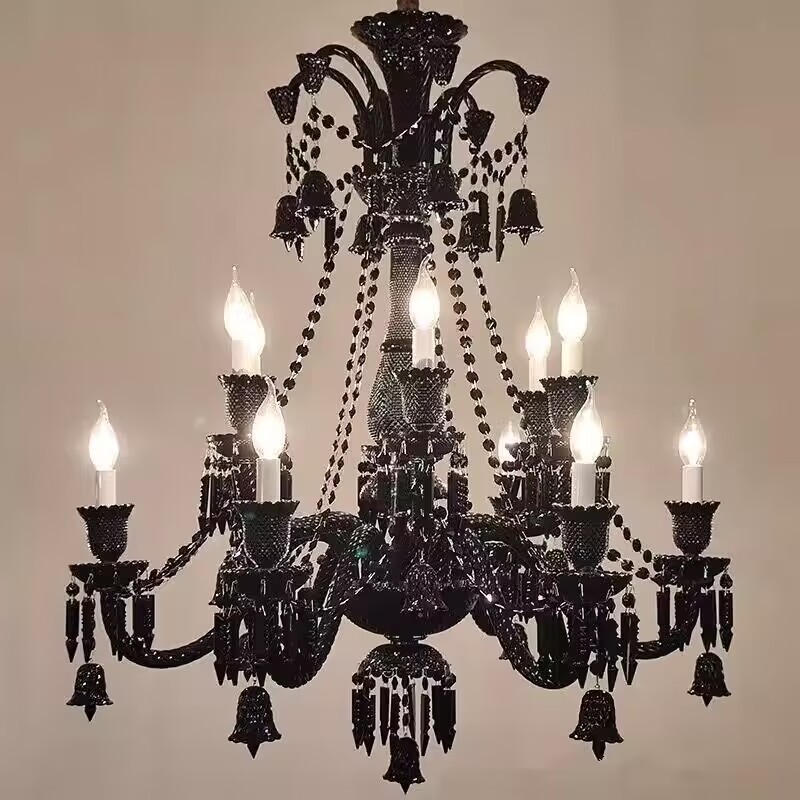 Multi Layer чёрный European хрустальный Candle лампа Big High потолочный люстра освещение отель Banquet Hall Spiral Staircase Villa