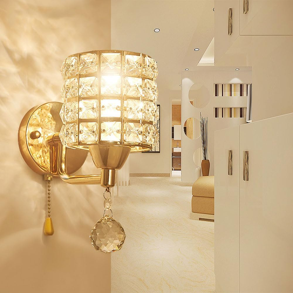 хрустальный бра современный LED Wall светильник Decorative Gold цвет Wall Mount лампа с Pull цепь Switch