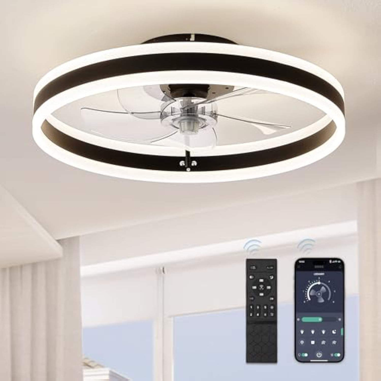 встраиваемый Luxury люстра умный LED Fan светильник потолочный Fan с Dual Remote Controls современный для дома гостиная спальня