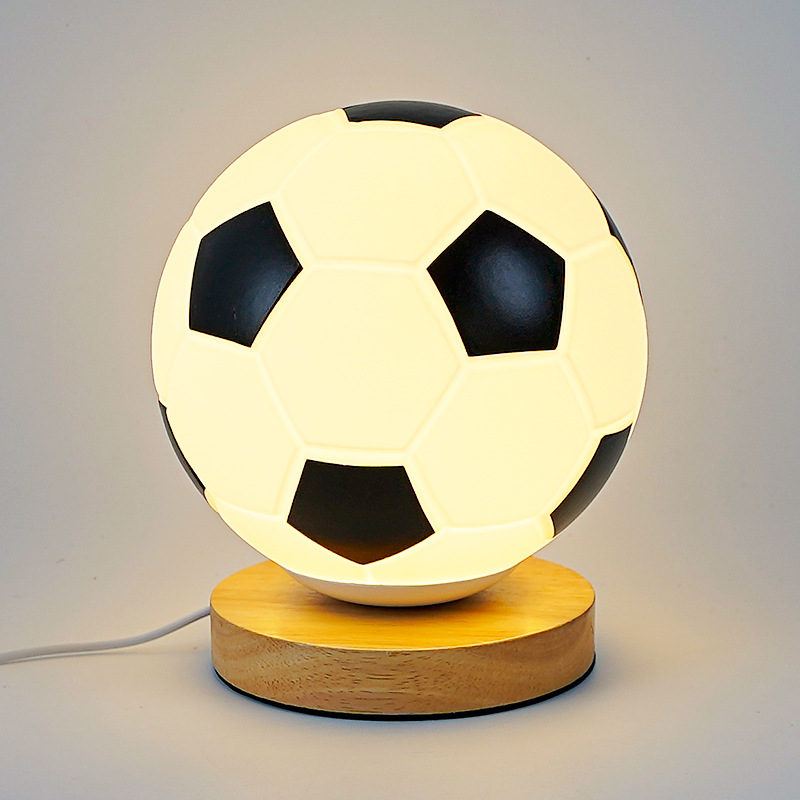 Football LED Night светильник Three-цвет Warm светильник пульт ДУ Glass настольная лампа для спальня Study Decoration Children's Room
