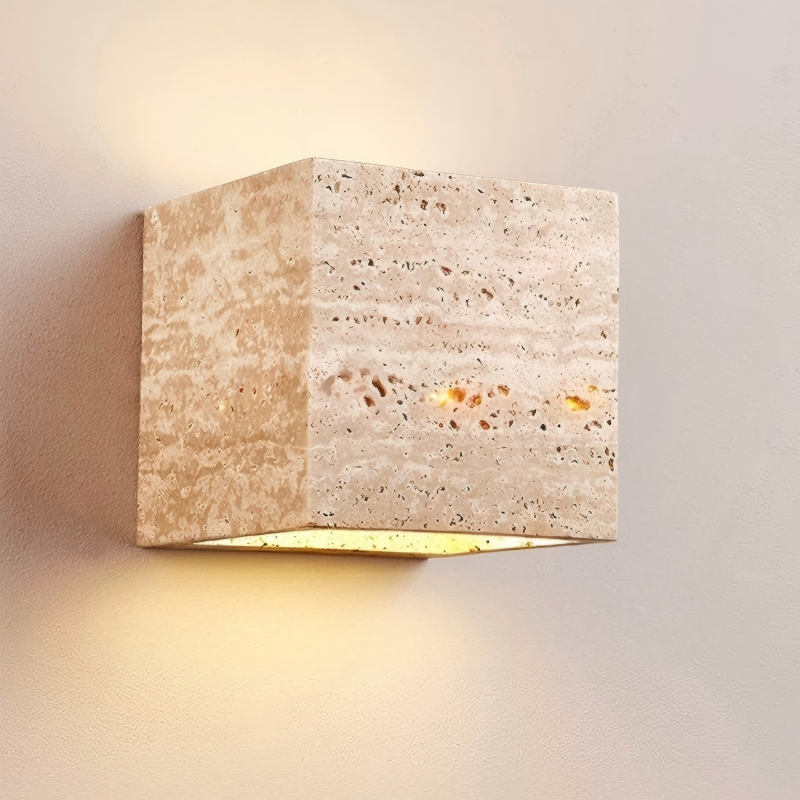 Wabi-Sabi стиль Yellow Travertine бра Ambient освещение спальня Bedside Guesthouse отель Interiors Hallways Corridors