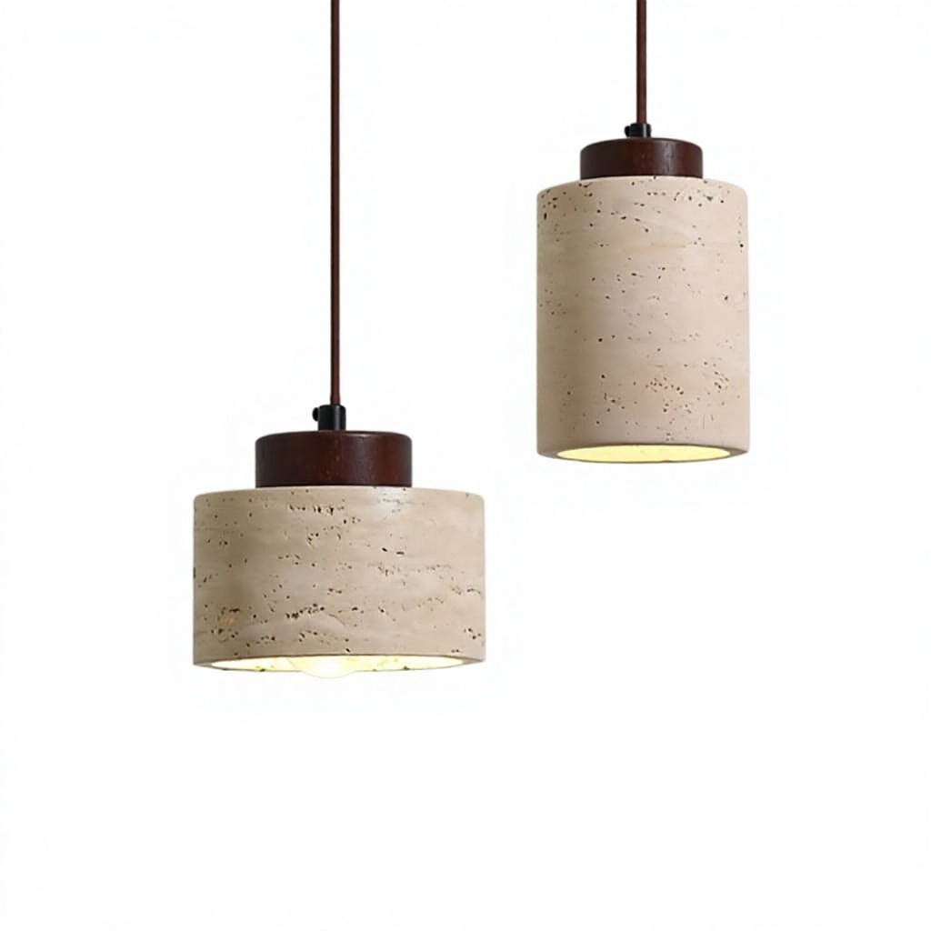 Japanese современный Designer Wabi-Sabai спальня Bedside освещение бар Beige Cave Stone люстра Hanging Wire LED лампа