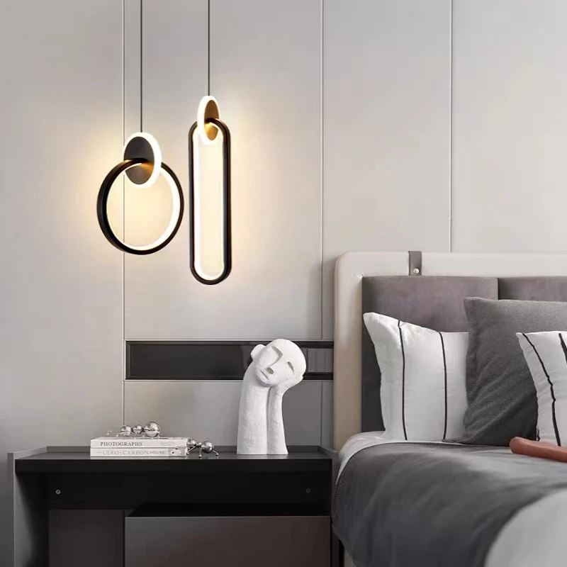 современный Minimalist Metal LED подвесной светильник золотистый чёрный отделка для спальня столовая & Bedside Reading